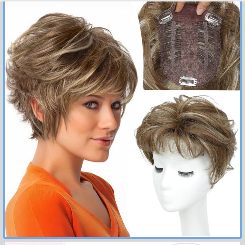 UDU Hair Topper Short Pixie Cut Toppers Synthetic Wiglet Instant Volume,AD-001